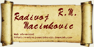 Radivoj Mačinković vizit kartica